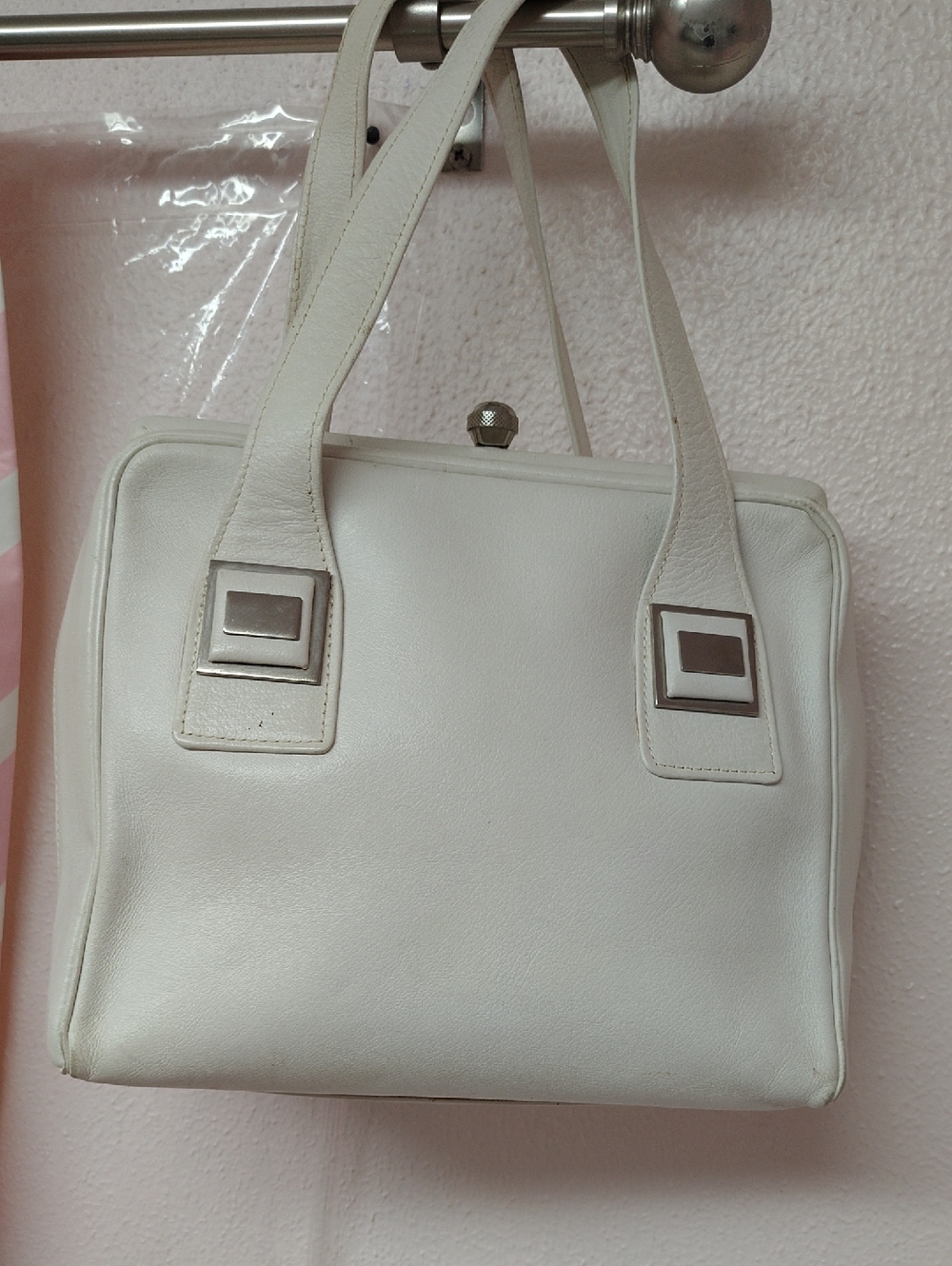 Vintage White Handle Bag